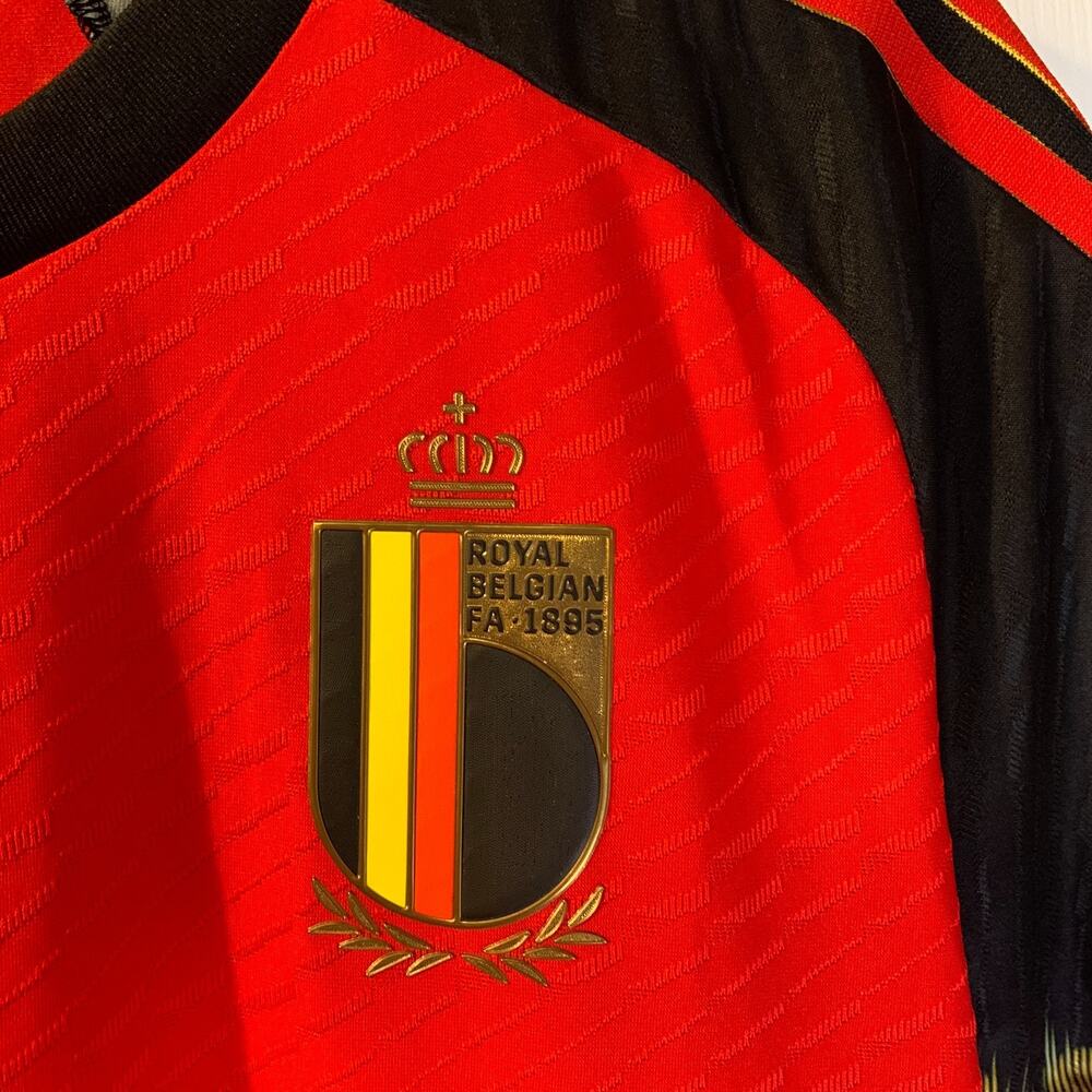 Adidas Belgium 2022 National Team Jersey Size L Red Devils Flames Slim HD9413 - Picture 5 of 12